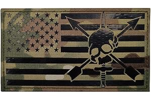 Veelkrom Tactical Patches of Sniper Skull Bone Reflective American Flag US United States of America Military Uniform Emblem Outdoor Badges for Backpacks Caps Hats Vests Clothes Uniform