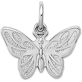 JewelryWeb 14k White Gold Polished Butterfly Angel Wings Charm 7x20mm Pendant Necklace for Women