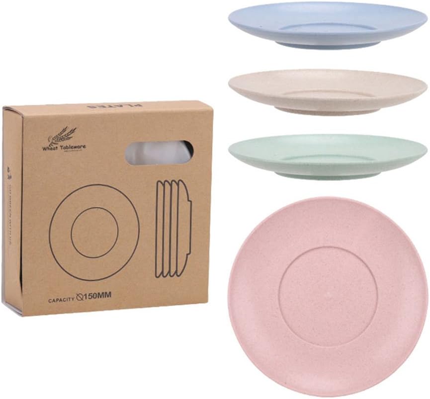 Golandstar Healthy Kitchen Dinnerware Eco Biodegradable Unbreakable Dinner Plates 5.9 Inch Diamter Wheat Straw Plastic Plate Dish Saucer