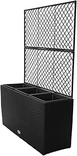 KMH®, 3er Pflanztopf aus Polyrattan mit Rankgitter - inkl. schwarzen Einsätzen (#106305)