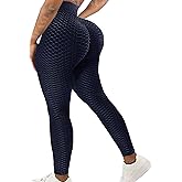 SEASUM Women High Waisted Workout Yoga Pants Butt Lifting Scrunch Booty Leggings Tummy Control Anti Cellulite Textured Tights