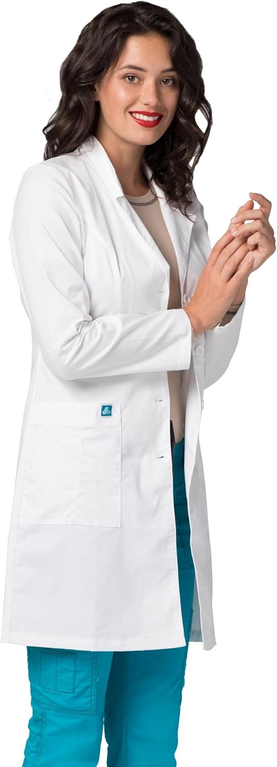 Adar Pop-Stretch Lab Coat for Women - 36" Tab-Waist Lab Coat: Clothing