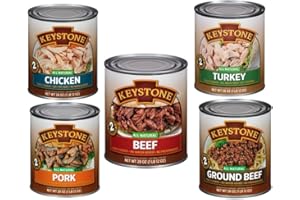All-Natural Canned beef, Chicken, Ground beef, Pork & Turkey 1 of each (28 Ounce – 5 Pack Sampler), Keystone Meats with No MSG, No preservatives; No water added, Low in Sodium/Fat Shelf stable and Gluten free Bundled with Betrulight Fridge Magnet