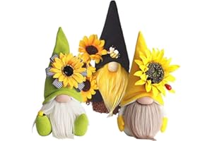 HOKITANS Gnome Plush Decorations for Home, Spring Summer Sunflower Decor, Handmade Faceless Doll, Easter Gnomes Ornaments Home Office Festival Decor (Black+Yellow+Green)