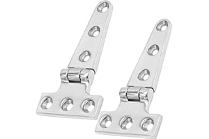 ZUDKSUY 2 PCS 316 Marine Grade Stainless Steel Heavy Duty T Hinges, 4" x 2" Cast Solid Polished Hinges, for Boat Auto Marine 