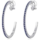 YOQUCOL 4.3CM(1.7in) Clip On Hoop Earrings Cubic Zirconia Non Pierced Ears Hoops for Women