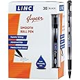 Linc Glycer Smooth Ball Point Pen, Soft Grip, 1.00mm Tip, 36-Count, Black
