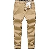 MZNBURAM Men's Classic-Fit Straight Casual Fashion Non-Stretch Cotton Chino Pants