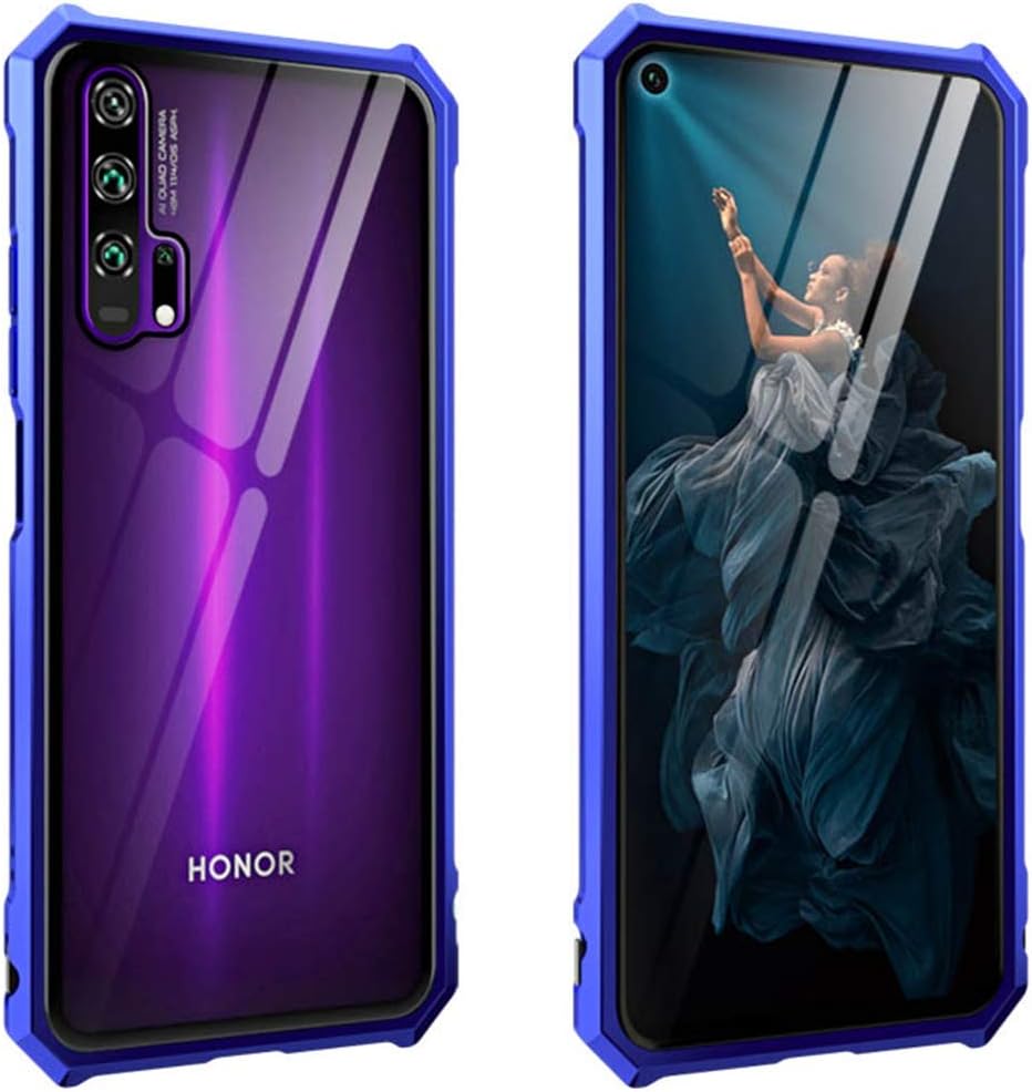 UBERANT Honor 20 Pro Case, Metal Frame & Tempered Glass Back Buckle Type Clear Scratch Resistant Shockproof Protective Case for Huawei Honor 20 Pro Violet