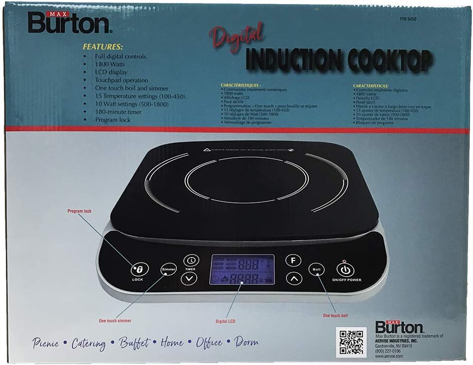 Max Burton #6450 Digital LCD 1800 Watt Induction Cooktop Counter Top Burner: Kitchen & Dining