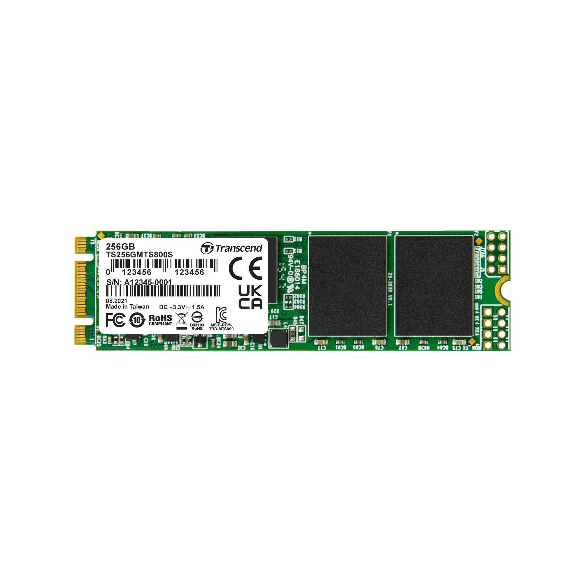 Transcend MTS800S 256GB M.2 2280 SATA III 6Gb/s SSD, Read/Write up to 500/300 MB/s with MLC Flash and with DRAM Cache TS256GMTS800S