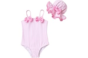 YOUNGER TREE Toddler Baby Girl Swimsuit Infant One Piece Bathing Suits with Hat Newborn Summer Beach Swimwear