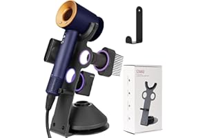 genyen eye Hair Dryer Holder Stand for Dyson Hair Dryer, Upgraded Dyson Hair Dryer Holder Dyson Hair Dryer Stand Black to Store 5 Dyson Hair Dryer Attachments with Cable Hook
