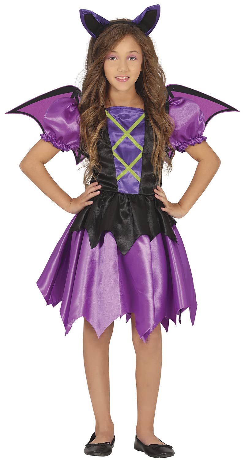FIESTAS GUIRCA Purple Bat Fancy Dress for Girls - Including Headband, Dress and Bat Wings - Halloween Girls Costumes 10-12 years