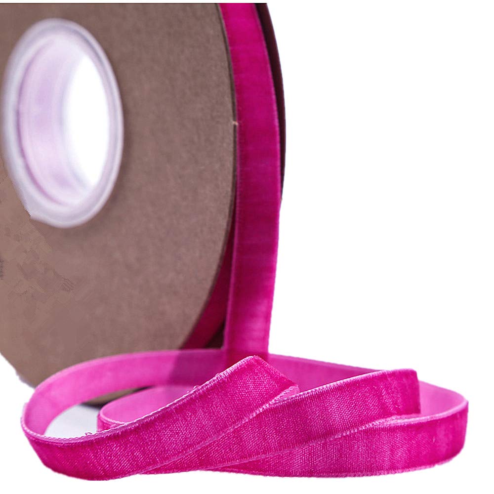 Velvet Ribbon for Crafts, 20 Yard, 3/8, 5/8, 1 Inch Widths, Multicolour (Dark Rose, 10mm)