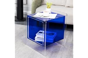 CLarellara Acrylic Side Table Colorful Bedside Table End Table for Bedroom livingroom Acrylic Coffee Table-Blue