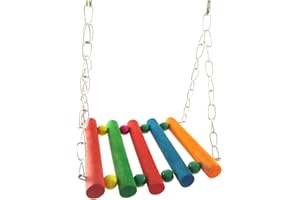 BEAUY GIRL Colorful Bird Swing Standing Perch Toys Wooden Hammock Hanging Perch for Budgie Lovebirds Hamster Parrot Parakeet