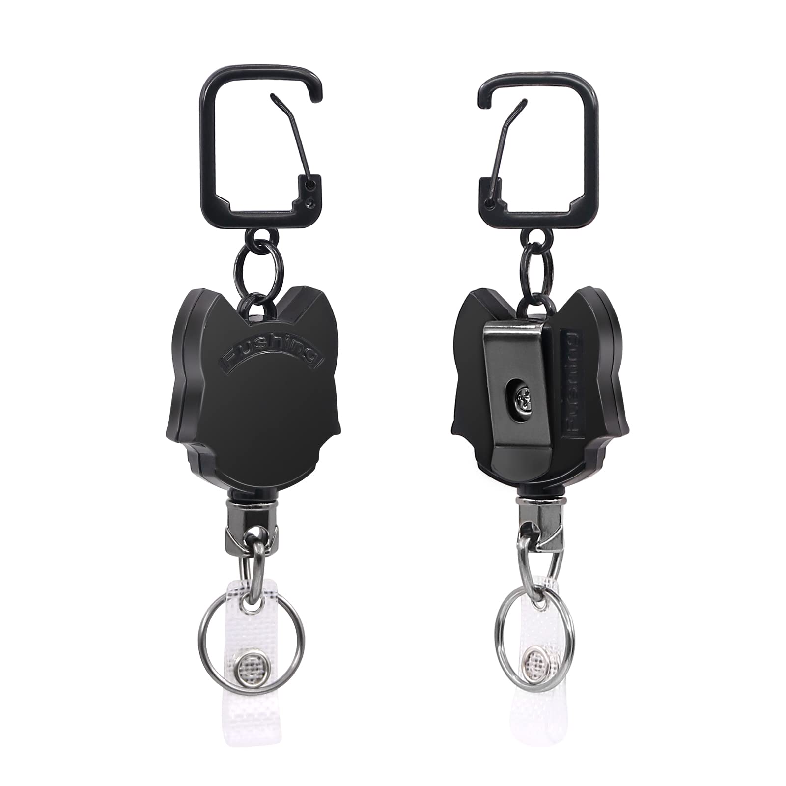 Retractable Keychain Keyring Heavy Duty - BiaoGan 2 Pack Metal Retractable Badge Holder Key Reel, 80cm Cord,200 Grams,Carabiner Key Chain Keychain with Belt Clip, Hold Up to 15 Keys and Tools