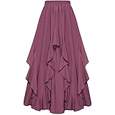 SCARLET DARKNESS Long Skirts for Women 2026 Ruffled Chiffon Flowy Renaissance Maxi Skirt
