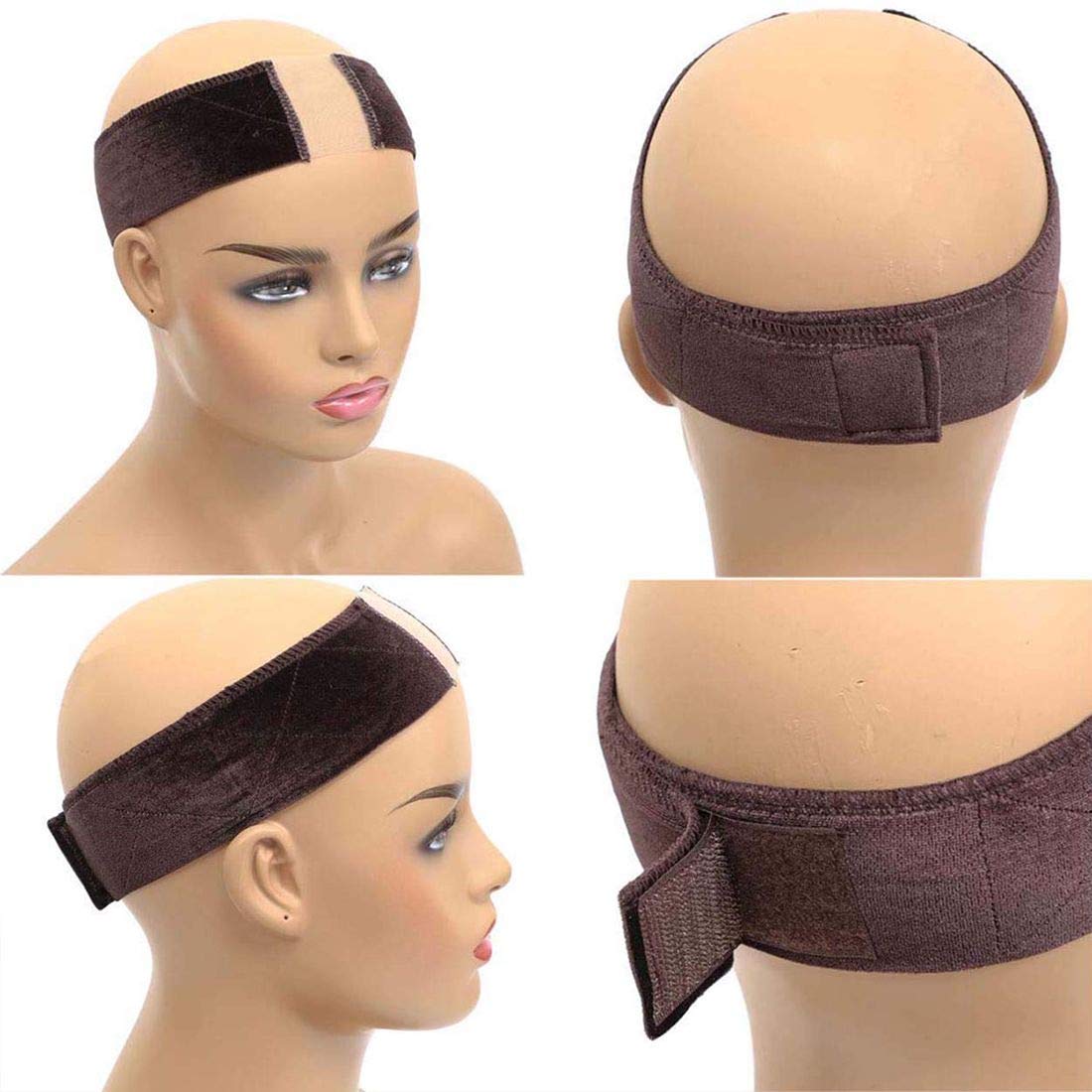 Wig Grip Headbands For Women Non Slip Wig Velvet Bands Breathable, Sweat Uptake And Soft Fashion Wig Grips (Brown) : Beauty