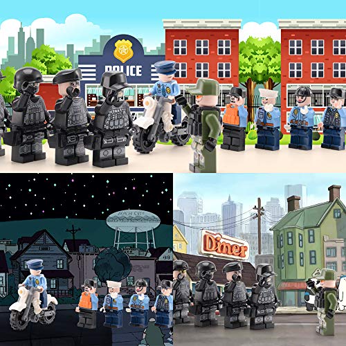 image for Feeke 16 PCS Building Block Toy Set, Motorcycle / Vehicle with Army Mi