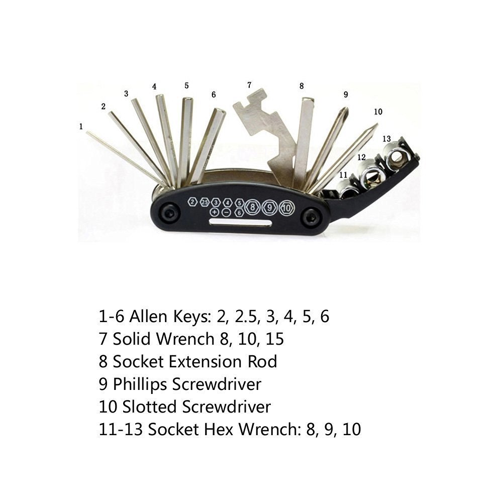 Flyproshop 16 in 1 Multifunction Bicycle Bike Mechanic Repair Tool Kit Handheld Folding Cycling Emergency Repair Tools Set