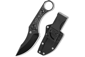 KANSEPT Niko Fixed blade Knife with Sheath, 3.54'' Black TiCn Coated D2 Blade and Carbon Fiber with Frag Pattern Handle, Adjustable Kydex Sheath for EDC, Fixed Knifes for Camping Hiking Fishing G004A1