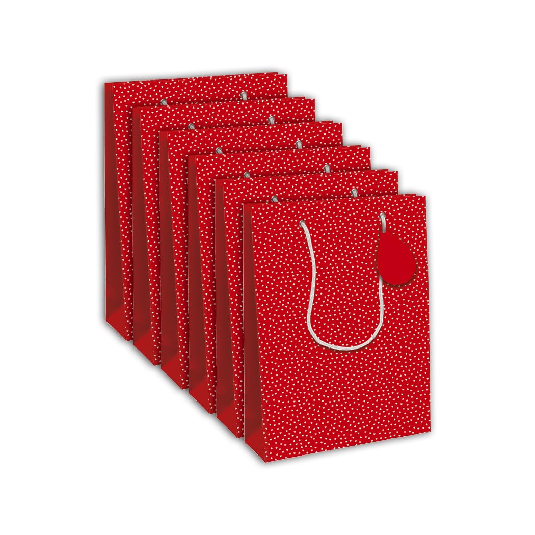 Clairefontaine 30633-2Cpack - A Set of 6 Excellia Gift Bags- Large size - 26,5x14x33 cm - 210g - Heart design - Gift Wrapping, Ideal for : Board games, Puzzles