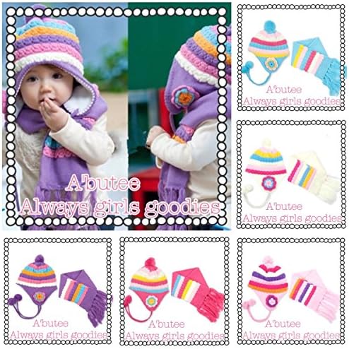 Warm Sinter baby Hat + Scarf Kid Hats set Knitting wool cap 5 colors girls cute