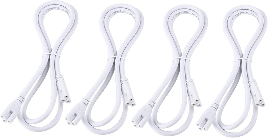 T5 T8 Connecting Wire Extension Cord 4ft Double End 3 Pin Lamp