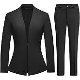Lamgool Women Suit 2 Piece Open Front Blazer Pants Set Slim Fit Business Casual Outfits