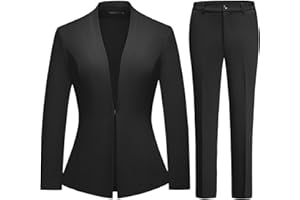 Lamgool Women Suit 2 Piece Open Front Blazer Pants Set Slim Fit Business Casual Outfits