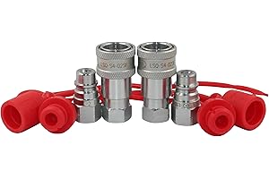 1/4'' NPT Ag Hydraulic Coupler ISO 5675, LSQ Quick Connect Ball Pioneer Style Agricultural Hydraulic Coupling Tractor Couplers 2 Sets
