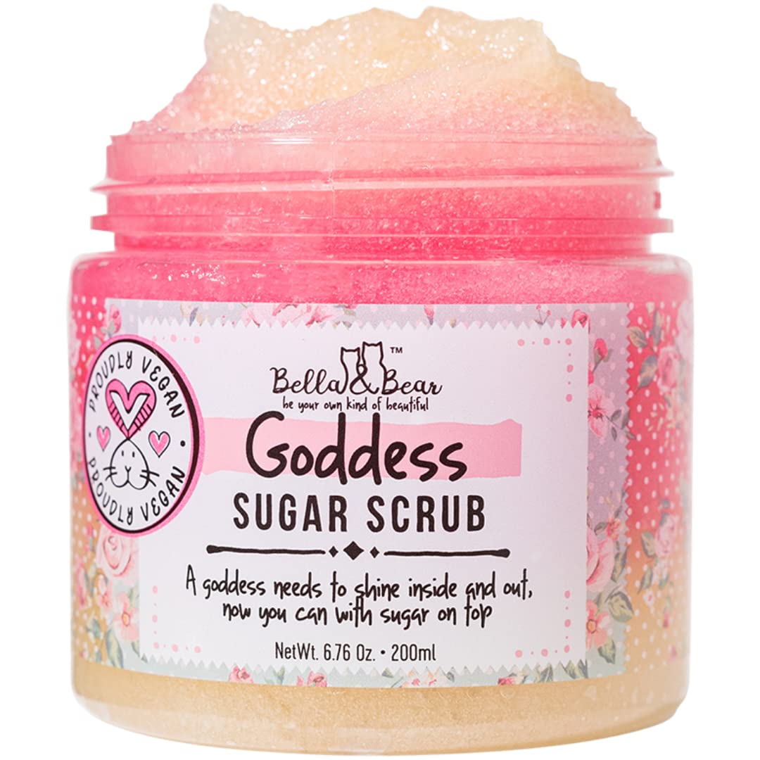 Bella & Bear Goddess Sugar Scrub - 3-in-1 Exfoliator, Body Scrub & Body Wash | Vegan, Cruelty-Free Bliss for Silky Smooth, Radiant Skin