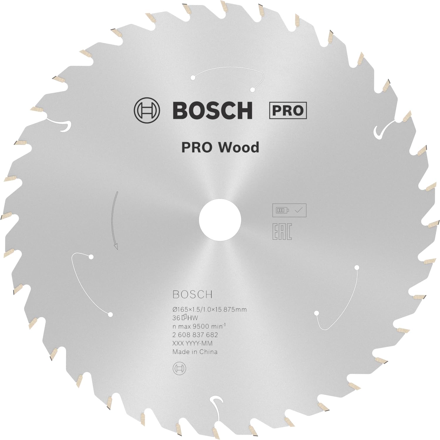 Bosch 1x PRO Wood Circular Saw Blade for Cordless Hand-Held Circular Saws (for Softwood, Hardwood, Ø mm, Professional Accessory Hand-Held Circular Saw)