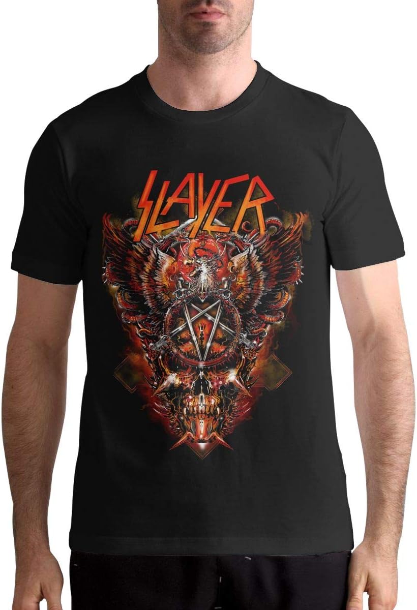 Slayer Band Logo Men's Classic Short Sleeve Music Band Shirts Shirt Black