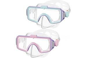 Norabidea Kids Swim Goggles with Nose Cover, Two-Color Anti-Fog Swimming Goggles for 6-14, Snorkeling Diving Mask for Youth