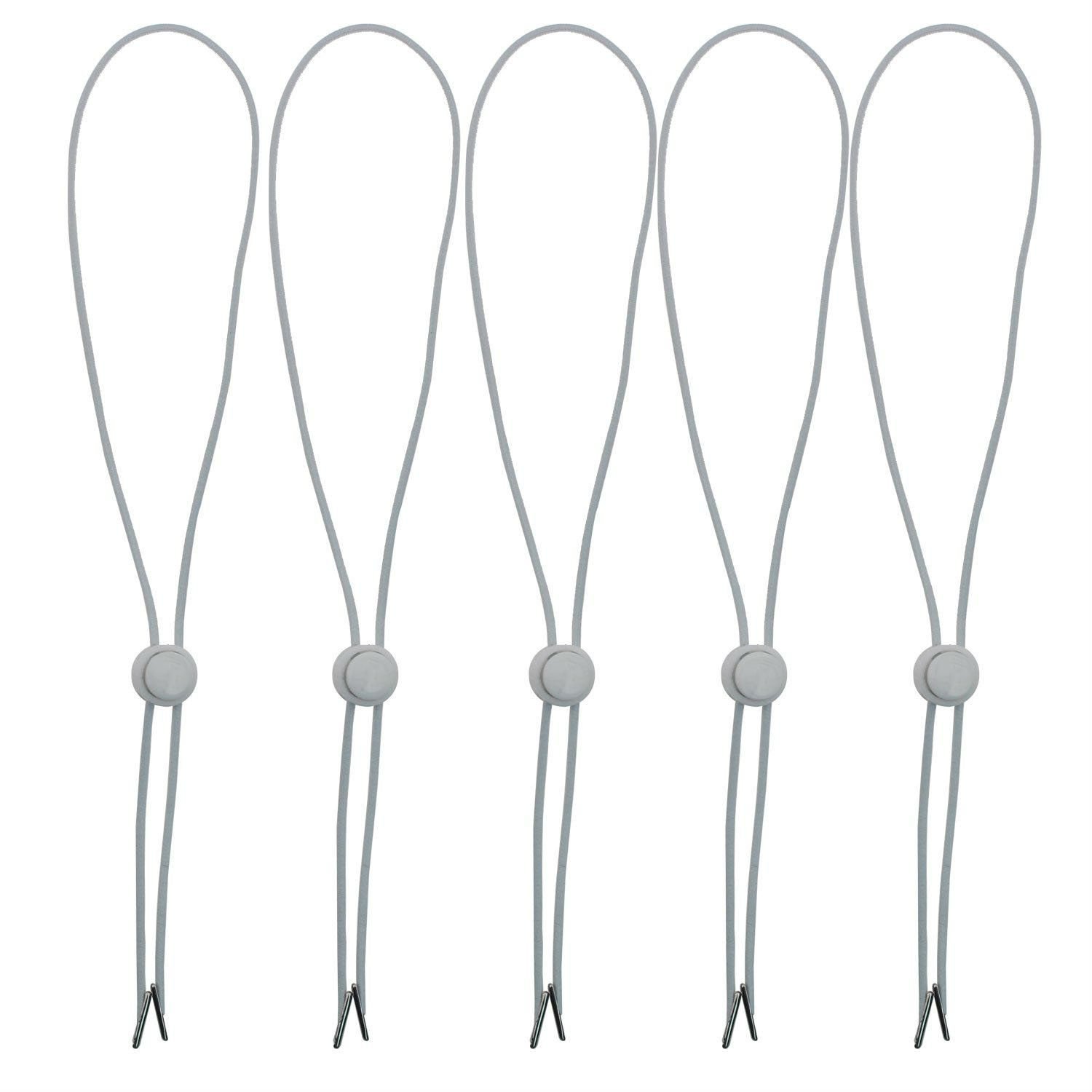 AKOAK Set of 5 Hat Flexible Removable Chin Cord Windproof Strap Clip Adjustable Cord Fastener for Golfing, Fishing, Boating, Sailing, and Other Sports（White）