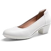 DREAM PAIRS Women's Low Chunky Heels Comfortable Block Work Pumps Closed Round Toe Dress Shoes for Office Business
