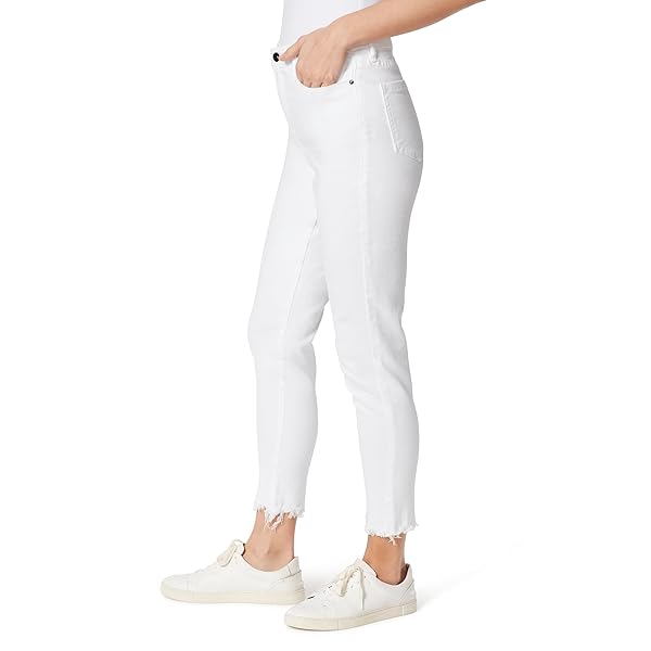 FRAYED JEANS WOMEN’S HIGH RISE ANKLE SKINNY STANDARD, BRIGHT WHITE