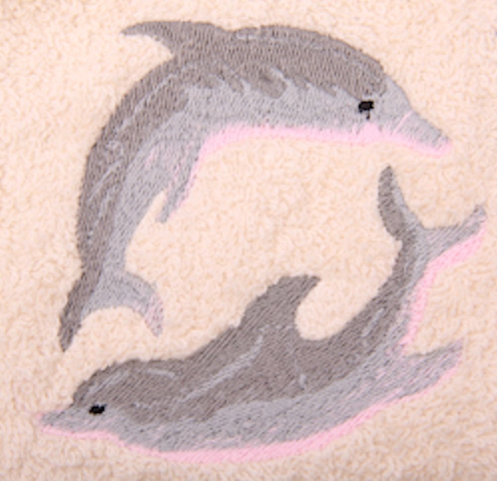 Bath Towel Set with Embroidered Playing Dolphins Home