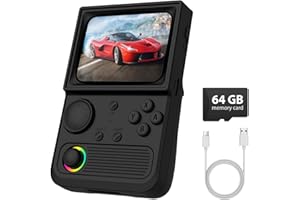 AISLPC R36T Retro Gaming Console, 3.5'' IPS Screen CRT-Inspired, Handheld Game Console with 18000+ Classic Games Supports WiFi Networked Fighting and OTG, 3500mAh Battery, with Portable Case(Black 64GB)