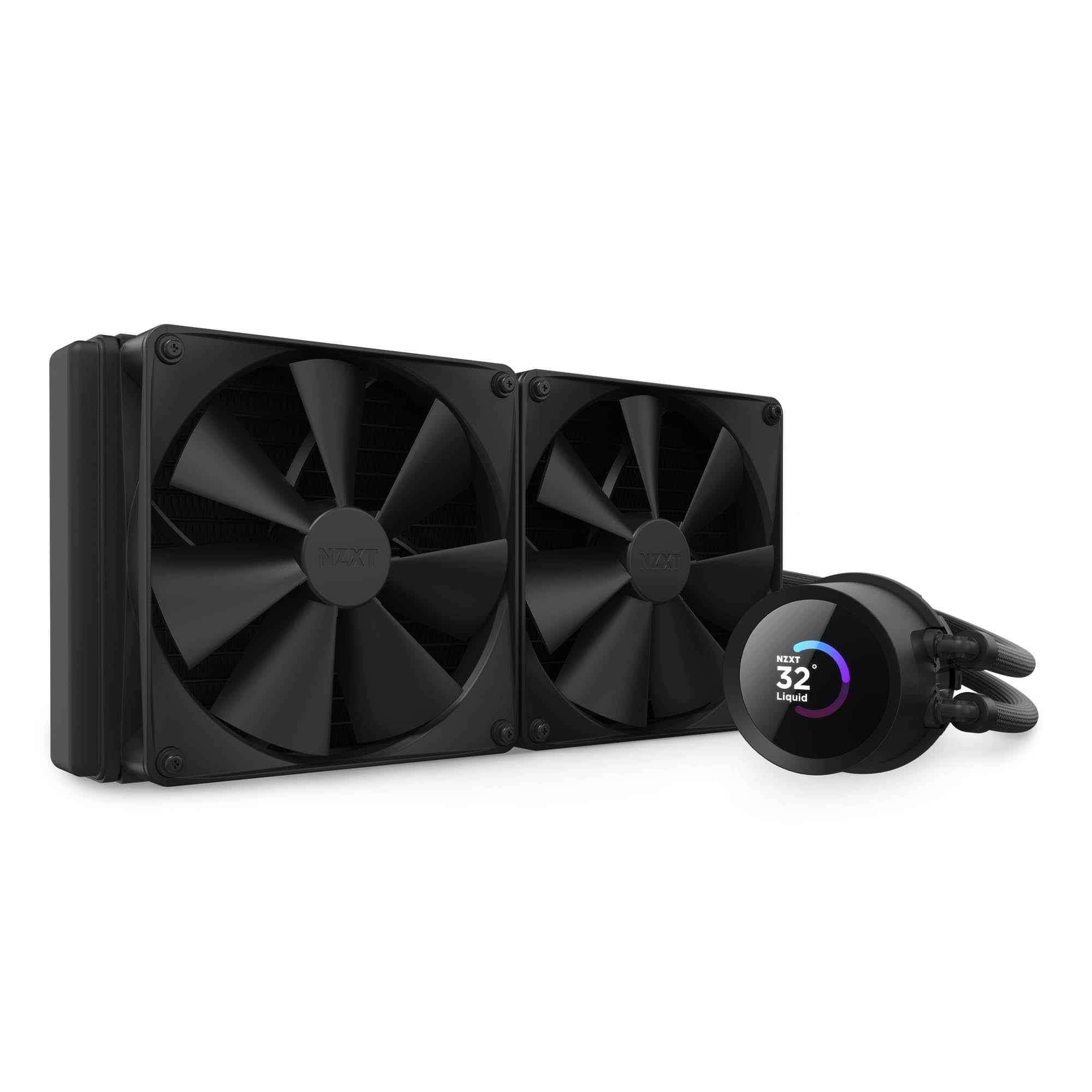 NZXT Kraken 240 - RL-KN240-B1 - 240mm AIO CPU Liquid Cooler - Customizable 1.54" Square LCD Display for Images, Performance Metrics and More - 2 x F120P Fans - Black