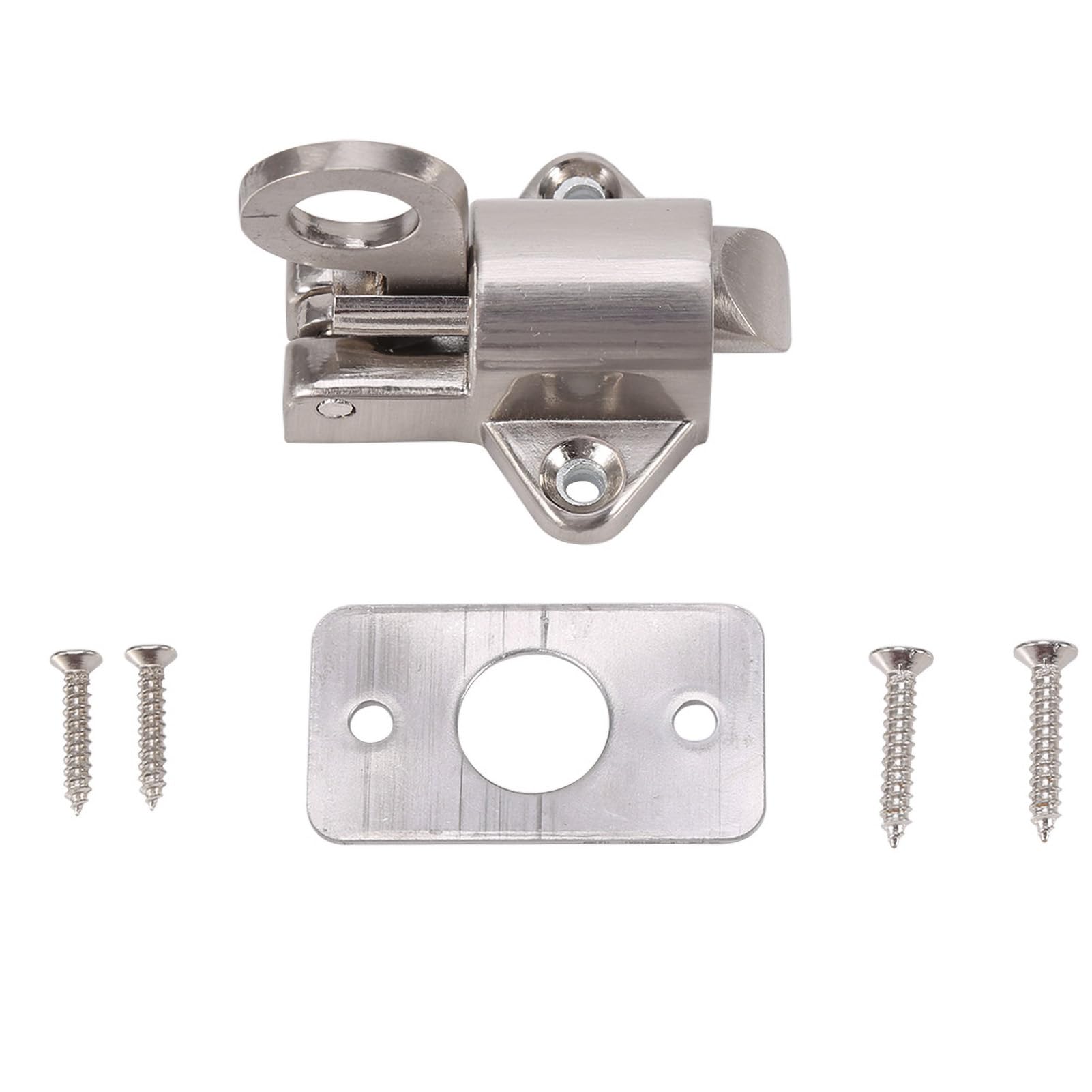 VIFERR Automatic Latch Lock Zinc Alloy Spring Bounce Door Bolt Security Door Spring Bolt for Window Shed Gates Toilet(Silver)