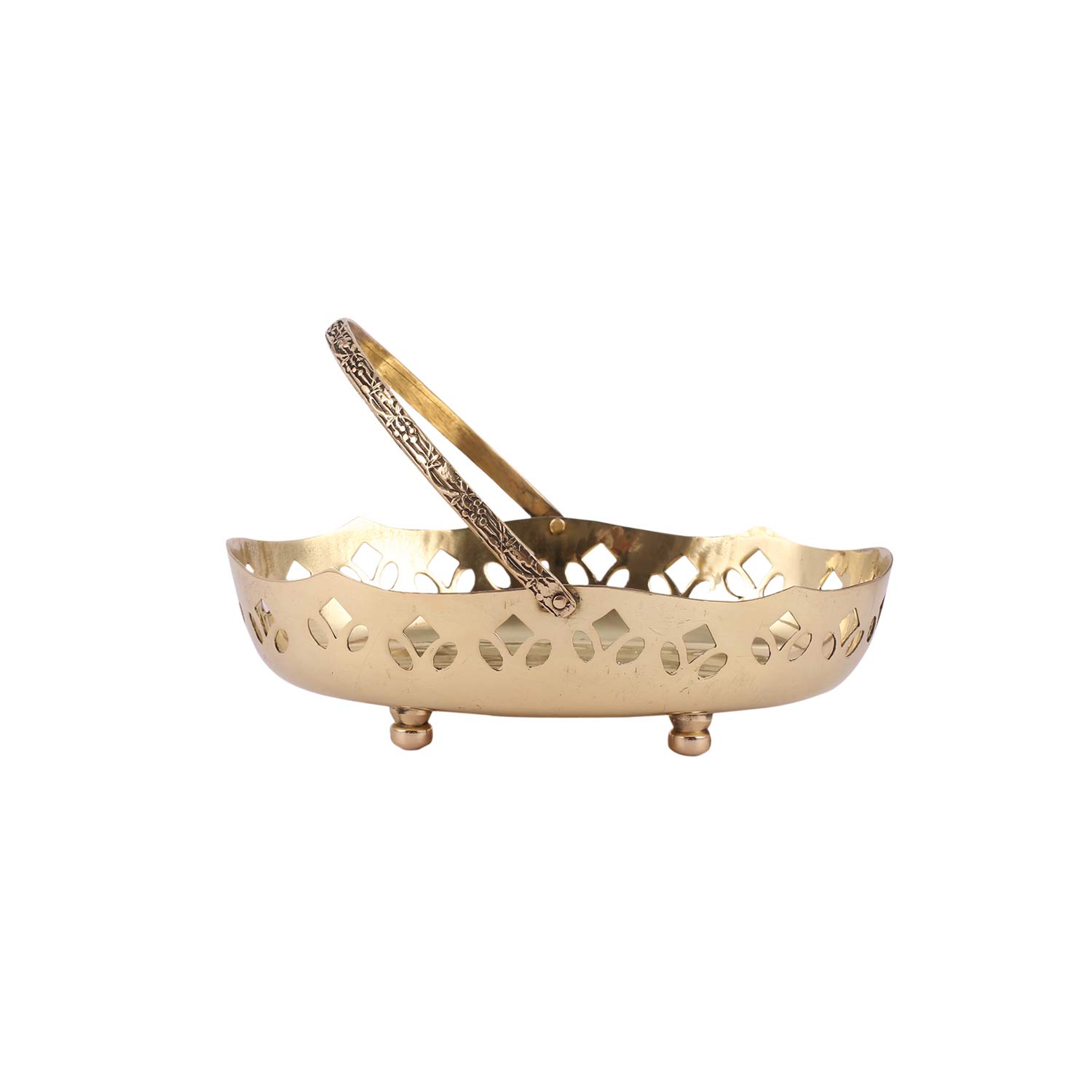 Aatm Traditional Handcrafted Brass Flower Basket for Pooja/Worship - (6.2 * 4 * 1.7 inch)