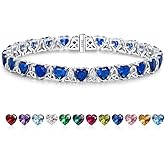 ETERMBOL Birthstone Tennis Bracelets for Women, 925 Sterling Silver Heart Shaped Celtic Trinity Knot, 7 Inch Charm Trendy Hypoallergenic Anniversary Birthday Gifts for Her