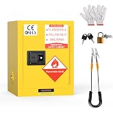 YOEXTO Fireproof Storage Cabinet 12 Gallon, 17" x 17" x 22" Galvanized Steel Flammable Cabinet, fire Resistant Cabinets, Chemical, Yellow