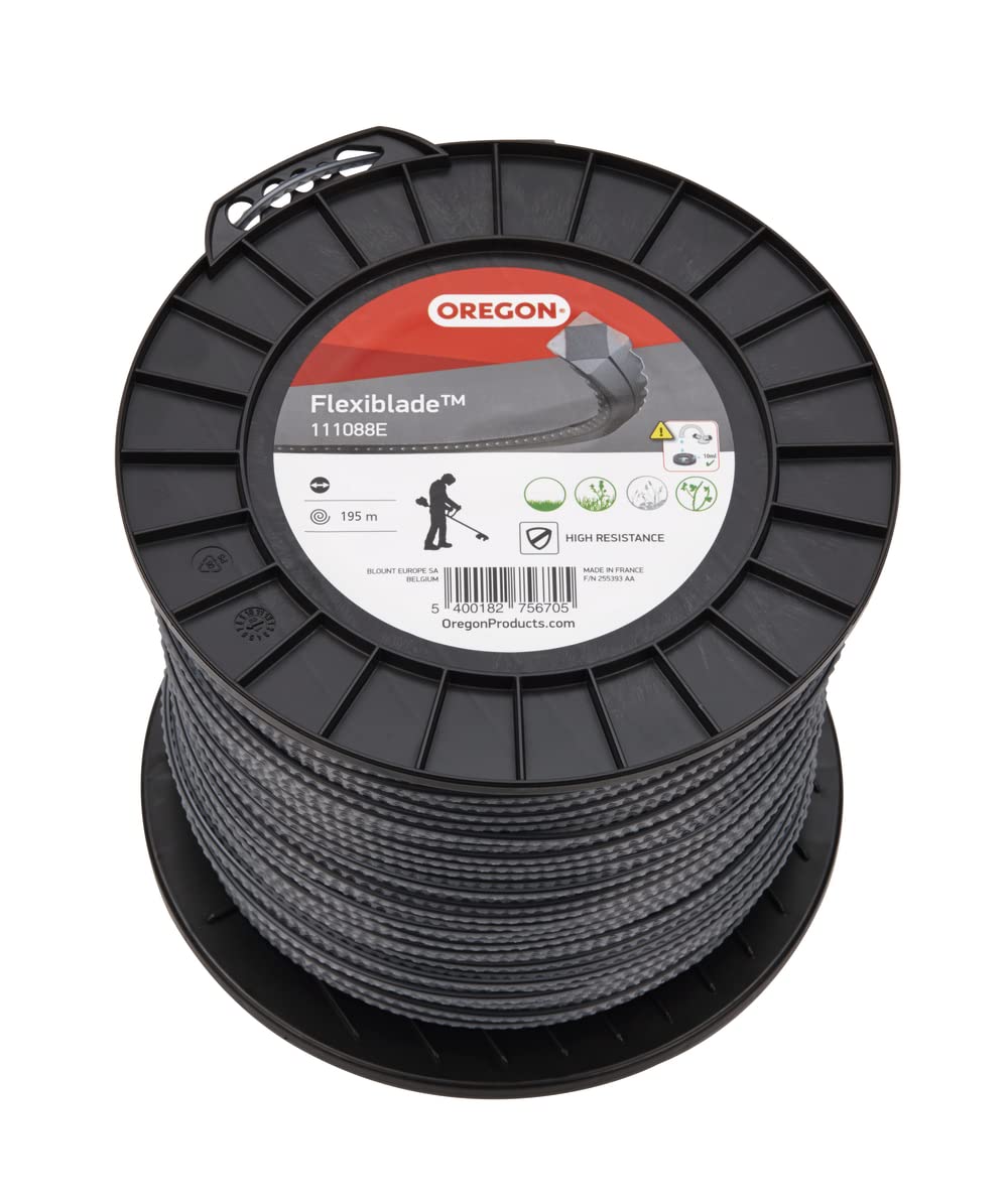 Oregon Serrated 3mm Strimmer Line, Tackles Thick Grass, Weeds, Tough Vegetation & Brambles, Professional Heavy Duty Durable Strimmer Wire, Fits Most Standard Models, 3.0 mm x 195 m (111088E)