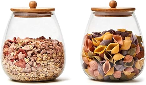 EZOWare 2er Set Glas Vorratsdosen, Runde Vorratsgläser