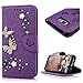 YOKIRIN Galaxy S8 Wallet Case, Luxury 3D Handmade Crystal Rhinestone Case Embossed Double Bling Butterfly PU Leather with Wrist Strap Stand Credit Card ID Holders Skin for Samsung Galaxy S8, Purple